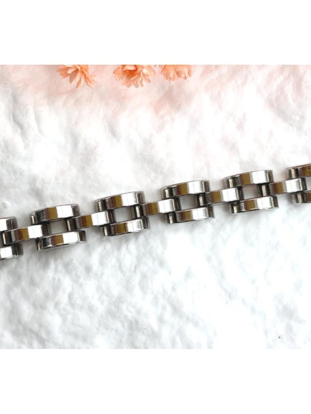 Chainlink Chunky Hinged Vintage Silver Toned 80's Bracelet